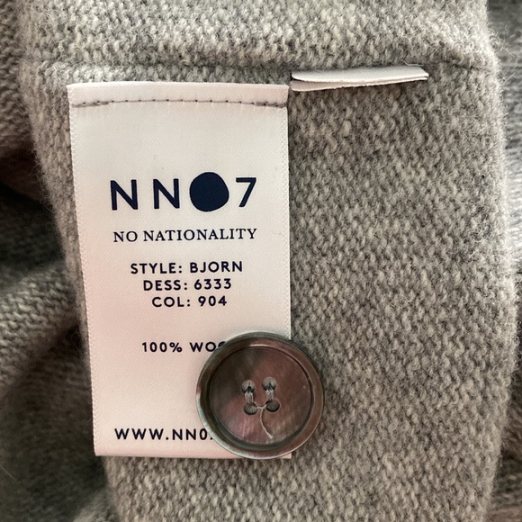 NN07 no nationality Bjorn 100% Wool Cardigan gray Italian yarn XXL - Picture 4 of 8